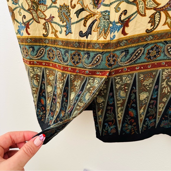 Vintage Liz Claiborne Mini Dress 100% Silk Floral Paisley Printed Brown - Picture 10 of 10